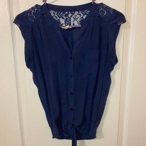 Small Navy Pearl Top